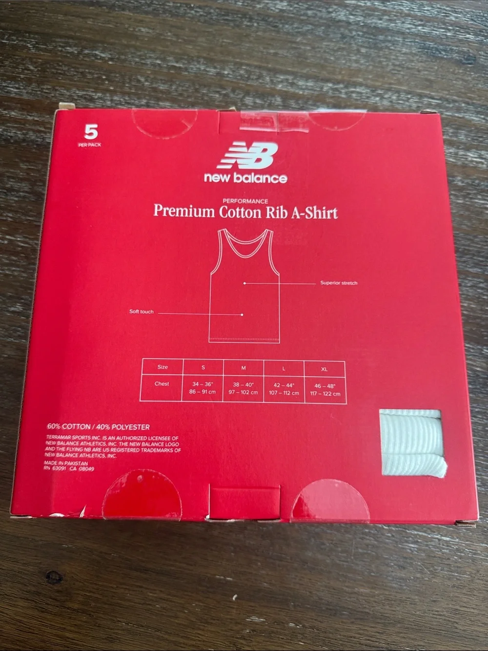 New Balance White Men's Premium Cotton Rib Tank - Pack of 5 Size M (38-40)